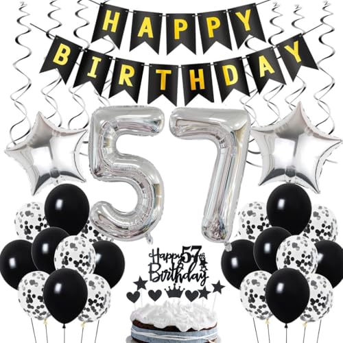 Ohaoduo 57. Geburtstag Dekoration, Geburtstagsdeko 57 Jahr Männer Junge, 57 Geburtstag Deko, 57 Ballon Schwarz und Silber Deko, Luftballon 57. Geburtstag Party Deko, Deko 57 Geburtstag Mann Frau … Ohaoduo 57. Geburtstag Dekoration, Geburtstagsdeko 57 Jahr Männer Junge, 57 Geburtstag Deko, 57 Ballon Schwarz und Silber Deko, Luftballon 57. Geburtstag Party Deko, Deko 57 Geburtstag Mann Frau … von Ohaoduo
