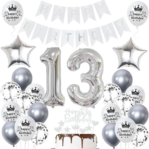 Ohaoduo 13. Geburtstag Deko Silber für Mädchen und Jungen - Tortendeko, Ballon und Geburtstagsdeko Set Ohaoduo 13. Geburtstag Deko Silber für Mädchen und Jungen - Tortendeko, Ballon und Geburtstagsdeko Set von Ohaoduo