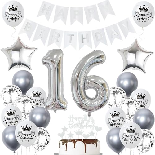 Ohaoduo Deko 16. Geburtstag Mädchen Jungen Silber Tortendeko 16 Geburtstag Jungen Mädchen Deko 16 Geburtstag Silber Mädchen 16 jahre Geburtstagsdeko 16 jahre Junge Ballon 16 Geburtstag Mädchen Ohaoduo Deko 16. Geburtstag Mädchen Jungen Silber Tortendeko 16 Geburtstag Jungen Mädchen Deko 16 Geburtstag Silber Mädchen 16 jahre Geburtstagsdeko 16 jahre Junge Ballon 16 Geburtstag Mädchen von Ohaoduo