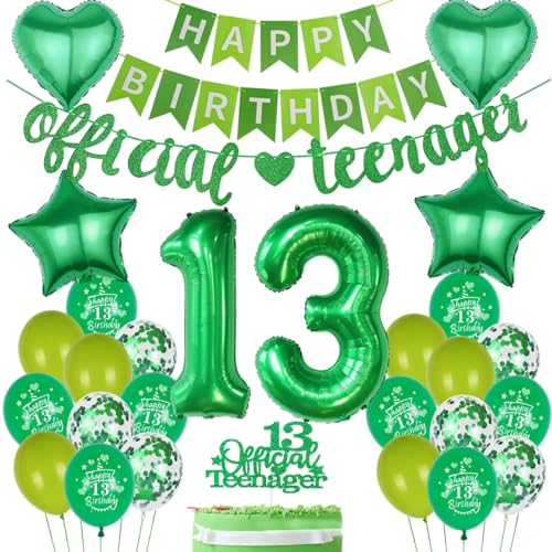 Ohaoduo Offizielle Teenager 13. Geburtstag Deko Grün,13 Jahr Geburtstag Deko Mädchen Jungen, Grün Luftballons 13 Jahr Ballon, Grün 13. Geburtstag Dekoration, 13. Offizielle Teenager Girlande Grün Ohaoduo Offizielle Teenager 13. Geburtstag Deko Grün,13 Jahr Geburtstag Deko Mädchen Jungen, Grün Luftballons 13 Jahr Ballon, Grün 13. Geburtstag Dekoration, 13. Offizielle Teenager Girlande Grün von Ohaoduo