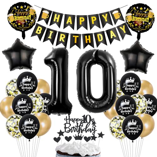 Schwarz Gold 10. Geburtstag Dekoration,Luftballon 10 Gold Schwarz,Ballon 10 Junge Mädchen,deko 10. Party Dekoration Mädchen,Geburtstagsdeko 10 Jahre Junge Schwarz Schwarz Gold 10. Geburtstag Dekoration,Luftballon 10 Gold Schwarz,Ballon 10 Junge Mädchen,deko 10. Party Dekoration Mädchen,Geburtstagsdeko 10 Jahre Junge Schwarz von Ohaoduo