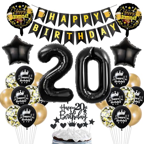 Schwarz Gold 20. Geburtstag Dekoration,Luftballon 20 Geburtstag Gold Schwarz,Ballon 20 Geburtstag Mann Frauen,deko 20. Geburtstag Party Dekoration Frauen,Geburtstagsdeko 20 Jahre Männer Schwarz Schwarz Gold 20. Geburtstag Dekoration,Luftballon 20 Geburtstag Gold Schwarz,Ballon 20 Geburtstag Mann Frauen,deko 20. Geburtstag Party Dekoration Frauen,Geburtstagsdeko 20 Jahre Männer Schwarz von Ohaoduo