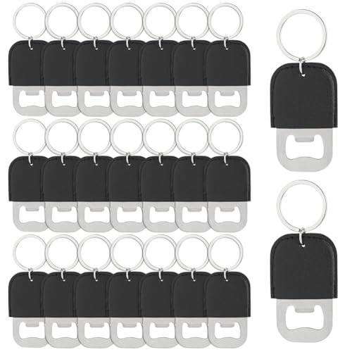 Ohewiiuk 24er-Pack PU-Flaschenöffner-Schlüsselanhänger Aus Edelstahl, Bieröffner-Rohlinge für Gastgeschenke bei Hochzeitsfeiern, Schwarz Ohewiiuk 24er-Pack PU-Flaschenöffner-Schlüsselanhänger Aus Edelstahl, Bieröffner-Rohlinge für Gastgeschenke bei Hochzeitsfeiern, Schwarz von Ohewiiuk