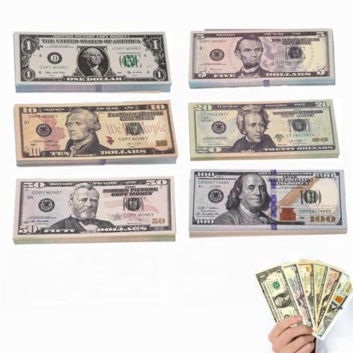 120 STK Prop Money, Fake Geld, Spielgeld Kinder, 10€, 20€, 50€, 100€, 200€ und 500€ Dollar Scheine,Falschgeld Scheine für sfeiern Film-Requisiten-Münzen Spielzeuggeld für Party Einen Falschen Spielen von Ohh-nanjoo