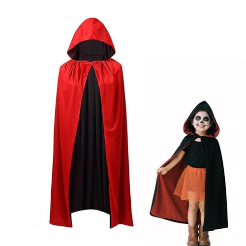 Vampir Kostüm Kinder 90cm, Schwarzer Umhang, Vampir Umhang Mit Kapuze Kinder, Vampirs Cape Halloween Kostüm Vampirs Mädchen, Vampirumhang Für Halloween Fasching Karneval, Schwarz Rot Beidseitig Vampir Kostüm Kinder 90cm, Schwarzer Umhang, Vampir Umhang Mit Kapuze Kinder, Vampirs Cape Halloween Kostüm Vampirs Mädchen, Vampirumhang Für Halloween Fasching Karneval, Schwarz Rot Beidseitig von Ohh-nanjoo