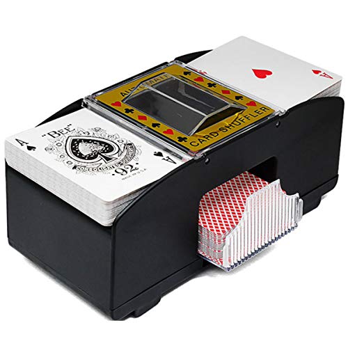 Kartenmischer 2 Deck,Kartenmischmaschine Elektrische mit Batteries und 4 Poker, automatischer Kartenmischer für Elektrischer Kartenmischer für Zuhause, Party, Club, Kartenspiel-Tools von OhhGo
