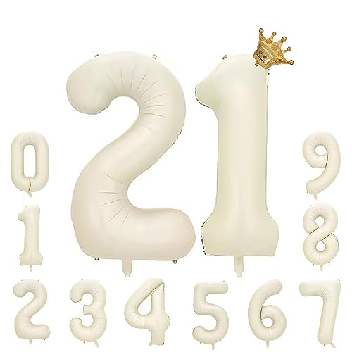 Foil Luftballon 21 Helium Folienballon Zahlen Ballon XXL Folien Milchig Weiß Ballon 12 Geburtstag 100cm/40inch Foil Luftballon 21 Helium Folienballon Zahlen Ballon XXL Folien Milchig Weiß Ballon 12 Geburtstag 100cm/40inch von Ohighing