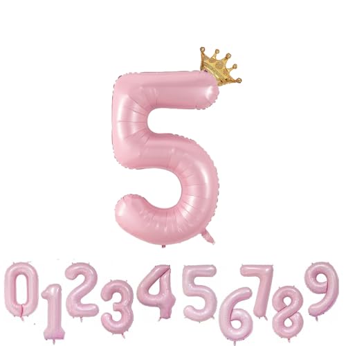 Foil Luftballon 5 Helium Folienballon Zahlen Ballon XXL Folien Rosa Ballon 5 Geburtstag 100cm/40inch von Ohighing
