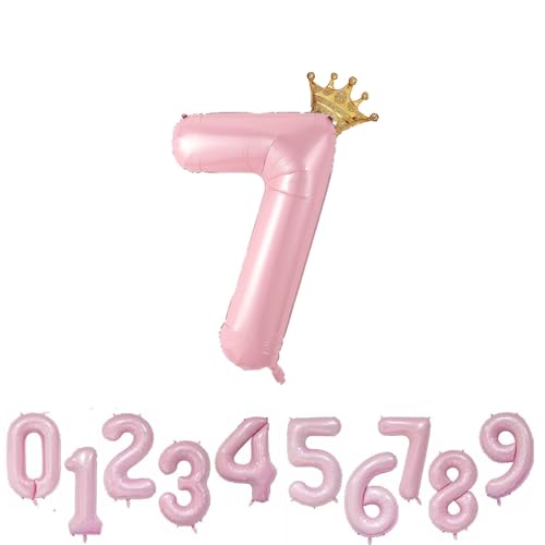 Foil Luftballon 7 Helium Folienballon Zahlen Ballon XXL Folien Rosa Ballon 7 Geburtstag 100cm/40inch von Ohighing