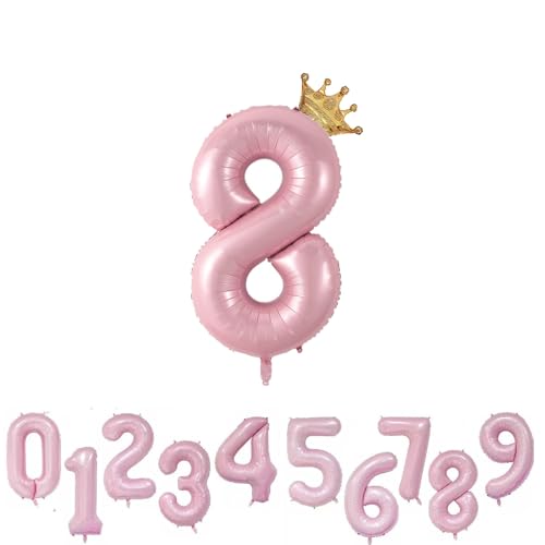 Foil Luftballon 8 Helium Folienballon Zahlen Ballon XXL Folien Rosa Ballon 8 Geburtstag 100cm/40inch von Ohighing