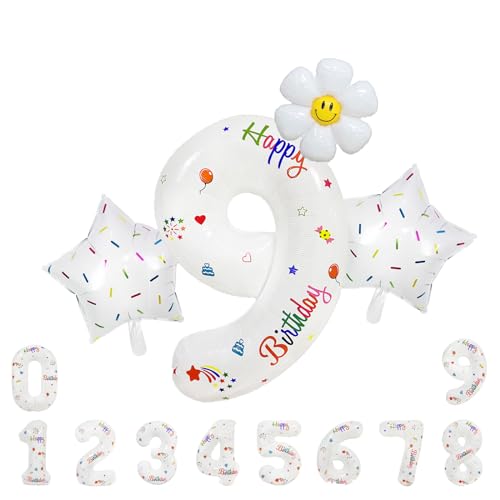 Foil Luftballon 9 Helium Folienballon Zahlen Ballon XXL Folien Weiß Ballon 9 Geburtstag 81cm/32inch Foil Luftballon 9 Helium Folienballon Zahlen Ballon XXL Folien Weiß Ballon 9 Geburtstag 81cm/32inch von Ohighing