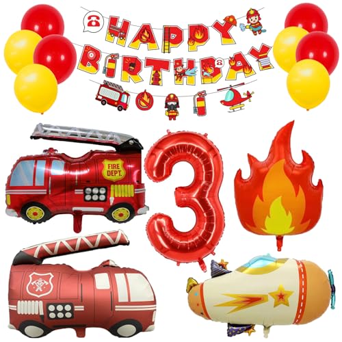 Geburtstagsdeko Junge 3 Jahre Feuerwehrmann Kindergeburtstag Junge Feuerwehrauto Kinder 3 Jahre Feuerwehr Geburtstag deko Junge Deko von Ohighing