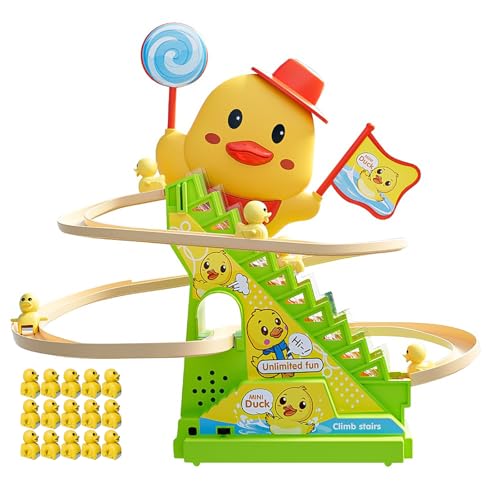 Enten Klettertreppe,kleine Enten Kletterspielzeug,treppe Klettern Rennbahn Spielzeug Mit 15 Enten,Interaktives Tier-Cartoon Rennspiel Mit Niedlicher Rutschfunktion Für Kinderfeste & Partyspiele-A von Ohphnt