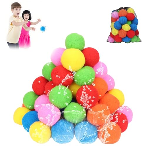 Water Sponge Balls,60 Stk Wiederverwendbare Wasserschwammkugeln, Wasserbomben Wiederverwendbar,Bunt Baumwoll Wasserbomben, Wasserschlacht Bälle, Für Pool-60pcs Water Sponge Balls,60 Stk Wiederverwendbare Wasserschwammkugeln, Wasserbomben Wiederverwendbar,Bunt Baumwoll Wasserbomben, Wasserschlacht Bälle, Für Pool-60pcs von Ohphnt
