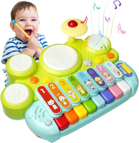 Musikinstrumente für Kinder, Ohuhu 5 in 1 Musikspielzeug Trommel Kinder Kinderspielzeug 18 Monate und älter, Musikspielzeug Xylophon Klaviertastatur und Trommel Kinder Geschenke mädchen Jungen von Ohuhu