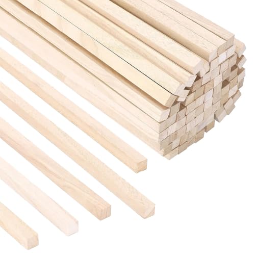 Ohulelks 70 Stück 1,27 X 30,5 cm Balsaholzstäbe, Quadratische Holzdübelstangen, Unbehandelte Balsaholzstreifen, Holzstäbe zum Basteln von Ohulelks