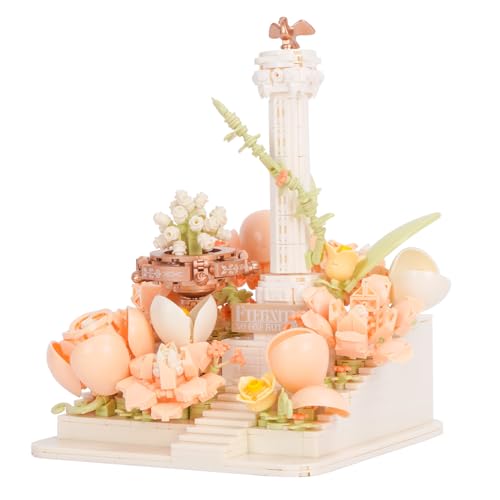 Oichy Bausteine Set, Blumen Klemmbausteine Set Architektur Bauspielzeug mit Rose Blumen Märchen Architektur Bausteine Kreative Bausteine Sets für Geschenke und Dekorationen (Rosa Blume) von Oichy