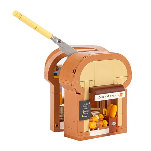 Oichy Bäckerei Bauspielzeug Aufklappbare 3-in-1 Straßenansicht Baustein Sets Mini Shop Konstruktionsspielzeug für Jungen und Mädchen (329 Stück) von Oichy