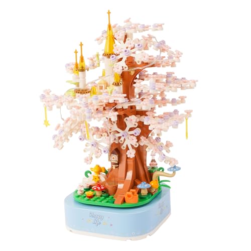 Oichy Kirschblüten Spieluhr Bausteine Sets Romantische Musikbox Bauspielzeug Kreative Baumhaus-Baukästen für Dekorationen und Geschenke (596 Stück) Oichy Kirschblüten Spieluhr Bausteine Sets Romantische Musikbox Bauspielzeug Kreative Baumhaus-Baukästen für Dekorationen und Geschenke (596 Stück) von Oichy