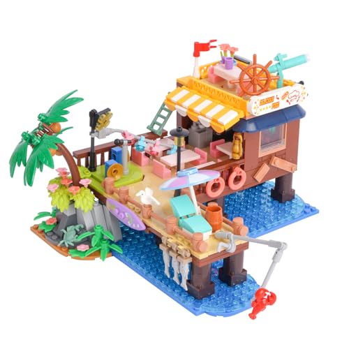 Oichy Haus Bausteine Set,Sommer Villa Klemmbausteinen Haus Architecture Modell Bausatz Camping Spielzeug Geschenk für Erwachsene und Kinder (Leuchtturm-Hütte) von Oichy