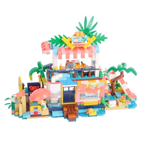 Oichy Haus Bausteine Set,Sommer Villa Klemmbausteinen Haus Architecture Modell Bausatz Camping Spielzeug Geschenk für Erwachsene und Kinder (Strandvilla) von Oichy