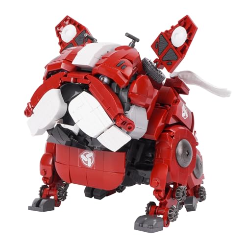 Oichy Mechanisches Bausteine Set, Bulldoggen Bauspielzeug Bewegliche Tier Bauspielzeug Geschenk für Erwachsene und Kinder (Rot) von Oichy