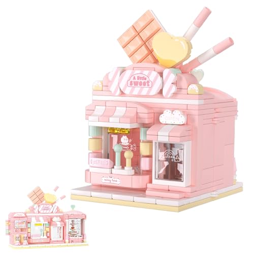 Oichy Shop Baustein Sets Süßigkeitenhaus Modulares Bauspielzeug 3-in-1 Faltbare Klemmbausteine für Geschenke und Sammlungen (321 Stück) von Oichy