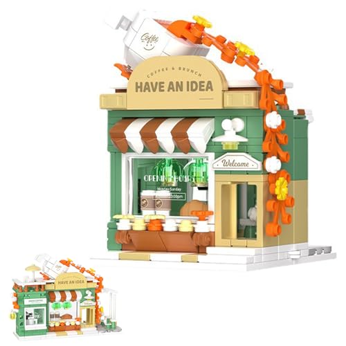 Oichy Shop Bauspielzeug Kreatives Café Straßenansicht Bausteine Sets Faltbare Haus Klemmbausteine für Kinder Jugendliche und Erwachsene (307 Stück) von Oichy