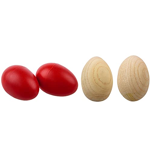 Oikabio 1 Paar Percussion Musical Egg Maracas Shakers & 2x Musical Percussion Instruments Wooden Egg Shakers Rhythm Rattle von Oikabio