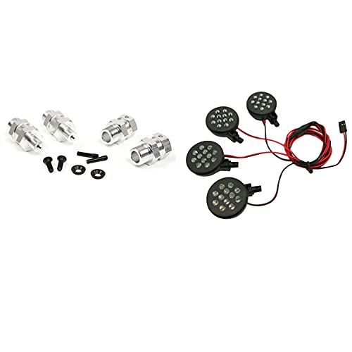 Oikabio 4 LED-Leuchten Empfänger-Kit Kunststoff Lotus Scheinwerfer & Sechskant-Nabe verlängerte Achse für 1/5 Rovan KM BAJA 5B von Oikabio