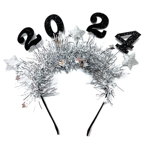 Oilmal 2024 Stirnband Frohes Neues Jahr Haarband 2024 Lametta Haarreifen Weihnachtsfeier Kostüm Kopfbedeckung Für Foto Requisiten Haar Weihnachtsfeier Kostüm Kopfbedeckung von Oilmal