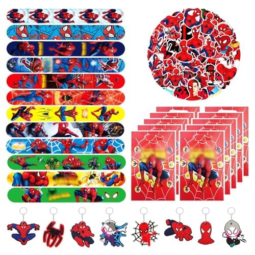 Mitgebsel Kindergeburtstag Gastgeschenke, 80pcs Kinder Geburtstag Mitbringsel Set mit Geschenktüten Schnapparmbänder Schlüsselanhänger Stickers, Cartoon Party Kleine Geschenke Give Aways für Jungen von Oirigaga