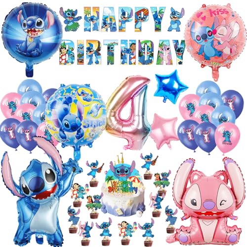 Oirigaga 44 Stück Geburtstagsdeko Set für 4 Jahre Jungen Mädchen, Kinder Geburtstag Luftballons, Cartoon-Stch Party Deko Helium Ballons Folienballons mit Happy Birthday Banner und Tortendeko Oirigaga 44 Stück Geburtstagsdeko Set für 4 Jahre Jungen Mädchen, Kinder Geburtstag Luftballons, Cartoon-Stch Party Deko Helium Ballons Folienballons mit Happy Birthday Banner und Tortendeko von Oirigaga
