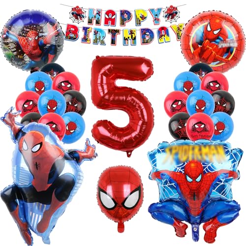Oirigaga Geburtstagsdeko Luftballons Set, Geburtstag Ballons für 5 Jahre Jungen, Kindergeburtstag Party Deko Helium Balloons, Cartoon Anime Spidey Folienballons mit Happy Birthday Banner für Kinder Oirigaga Geburtstagsdeko Luftballons Set, Geburtstag Ballons für 5 Jahre Jungen, Kindergeburtstag Party Deko Helium Balloons, Cartoon Anime Spidey Folienballons mit Happy Birthday Banner für Kinder von Oirigaga