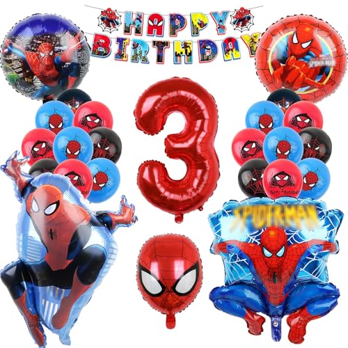 Oirigaga Spidey Geburtstagsdeko Set, Kindergeburtstag Party Deko Luftballons für 3 Jahre Jungen, Geburtstag Helium Ballons Folienballons, Cartoon Spider Balloons mit Happy Birthday Banner für Kinder Oirigaga Spidey Geburtstagsdeko Set, Kindergeburtstag Party Deko Luftballons für 3 Jahre Jungen, Geburtstag Helium Ballons Folienballons, Cartoon Spider Balloons mit Happy Birthday Banner für Kinder von Oirigaga