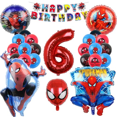Oirigaga Spidey Geburtstagsdeko Set, Kindergeburtstag Party Deko Luftballons für 6 Jahre Jungen, Geburtstag Helium Ballons Folienballons, Cartoon Spider Balloons mit Happy Birthday Banner für Kinder Oirigaga Spidey Geburtstagsdeko Set, Kindergeburtstag Party Deko Luftballons für 6 Jahre Jungen, Geburtstag Helium Ballons Folienballons, Cartoon Spider Balloons mit Happy Birthday Banner für Kinder von Oirigaga