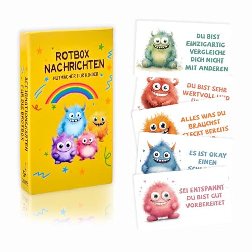 Oizemori Lunchbox Notizen Motivationskarten, Affirmationen Stimmungskarten, Süße Monster-Bestärkungskarten für Kinder, Begleiter Für Brotdose von Oizemori