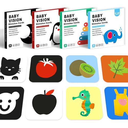Neugeborene Essentials sensorische Karten für Babys, sensorische Verbesserung der visuellen Stimulation und Gehirnentwicklung, Lernkarten für Neugeborene 0–3 Monate (80) von Okabay