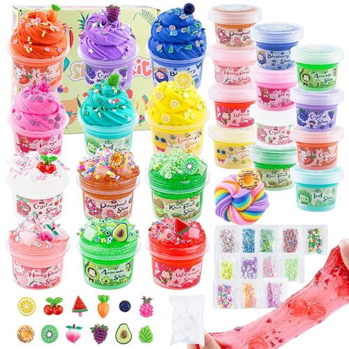 32 FL OZ Slime Set, 12er-Pack Schleime für Kinder, enthält 6 Butter Slime und 6 Clear Slime, 38-teilige Slime Kit mit Charms & Jelly Cube Slime Add-ins, Geschenk zum Geburtstag Ostern Weihnachten 32 FL OZ Slime Set, 12er-Pack Schleime für Kinder, enthält 6 Butter Slime und 6 Clear Slime, 38-teilige Slime Kit mit Charms & Jelly Cube Slime Add-ins, Geschenk zum Geburtstag Ostern Weihnachten von Okaybee