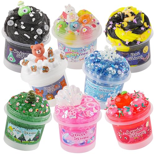 8 x 100 ml Schleim Set für Kinder, Slime Variety Pack Different Textures, mit Snow Fizz, Butter, Cloud, Crunchy Slime, Schleim-Partygeschenke für Mädchen und Jungen, Oster von Okaybee