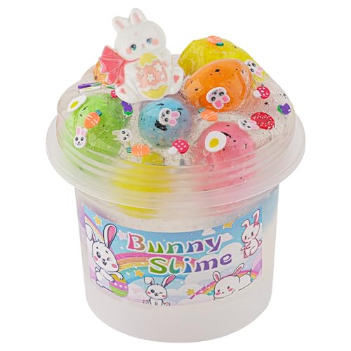 Osterkorbfüller, Dino Eggs Clear Slime with Easter Bunny Slime Charm, Schleim-Spielzeug für Kinder, Ostergeschenke für Kleinkinder, Teenager, Mädchen und Jungen, Osterei für Schleim-Partygeschenke von Okaybee