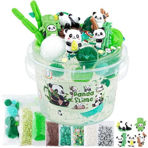 Okaybee 10 FL OZ Panda Clear Slime Bucket, Schleim Set with Slime Clay, Schleim Kinder for Age 8-12, Glimmer Crunchy Slime Includes 9 Packs of Slime Add-ins, Super Soft and Non-Sticky von Okaybee