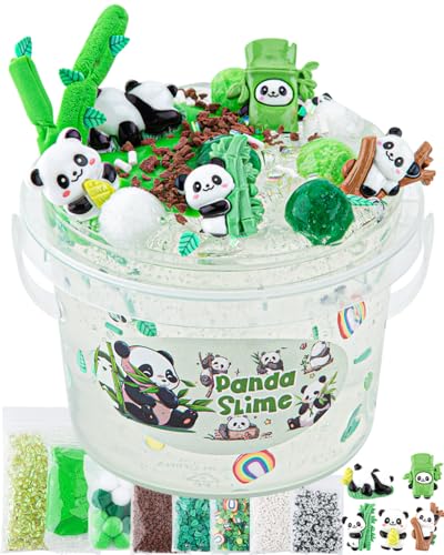 Okaybee 300 ml Panda Clear Slime Bucket Big Slime Kit with Slime Clay Slime Party Favors for Kids, Glimmer Crunchy Slime Includes 9 Packs of Slime Add-Ins, Super Soft and von Okaybee