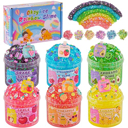 Okaybee 6er-Pack Bingsu Slime Set, Regenbogen Schleim für Kinder, Schleim Party Geschenke, Sensorisches Spielzeug, Feiertags Geburtstags Ostern Halloween Mädchen und Jungen Okaybee 6er-Pack Bingsu Slime Set, Regenbogen Schleim für Kinder, Schleim Party Geschenke, Sensorisches Spielzeug, Feiertags Geburtstags Ostern Halloween Mädchen und Jungen von Okaybee