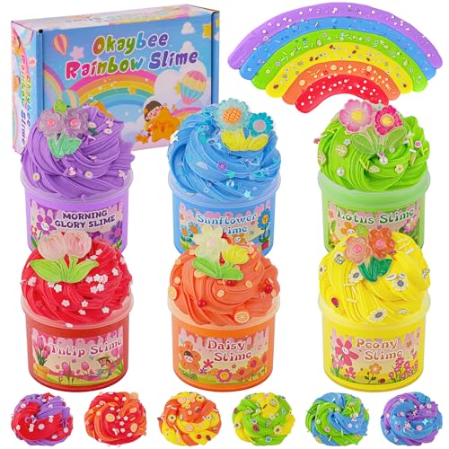 Okaybee 6er-Pack Butter Slime Set, Regenbogen Schleim für Kinder, Schleim Party Geschenke, Sensorisches Spielzeug, Feiertags Geburtstags Ostern Halloween Mädchen und Jungen Okaybee 6er-Pack Butter Slime Set, Regenbogen Schleim für Kinder, Schleim Party Geschenke, Sensorisches Spielzeug, Feiertags Geburtstags Ostern Halloween Mädchen und Jungen von Okaybee