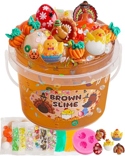 Turkey Brown Slime Set für Kinder, Schleim Bucket with Slime Clay, 10 Packungen mit Zubehör, Slime Partygeschenke für Mädchen & Jungen, Sensorisches Spielzeug, Ostern Halloween Weihnachts Geschenke Turkey Brown Slime Set für Kinder, Schleim Bucket with Slime Clay, 10 Packungen mit Zubehör, Slime Partygeschenke für Mädchen & Jungen, Sensorisches Spielzeug, Ostern Halloween Weihnachts Geschenke von Okaybee