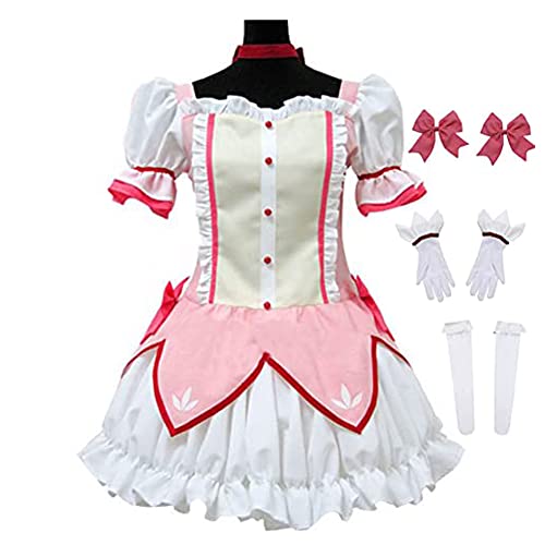 Puella Magi Madoka Magica Cosplay Kostüm Uniform Kleid Halloween Outfit für Frauen (XL, Kaname Madoka) von Okazaki