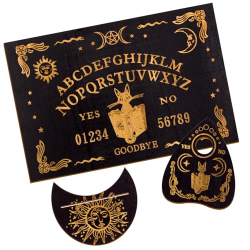 Okdance Ouija Brett-Set, Holz, Schwarz, Geisterbrett, Wünschelruten, Wahrsagungstafeln, klassische Qualität, Sprechbretter mit Planchette, für Hexereibedarf, Geschenke von Okdance