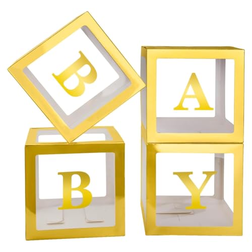Okeeyseda 4 Babyboxen für Babyparty, Goldene, Durchsichtige Ballonbox, Dekorationen Zur Enthüllung des Geschlechts und Geburtstagsdekorationen Okeeyseda 4 Babyboxen für Babyparty, Goldene, Durchsichtige Ballonbox, Dekorationen Zur Enthüllung des Geschlechts und Geburtstagsdekorationen von Okeeyseda