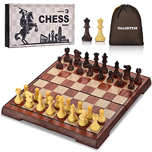 OkidSTEM Magnetisch Schachspiel Brettspiel Set mit Klappbrett Schach Reisespiele für Kinder und Erwachsene von OkidSTEM